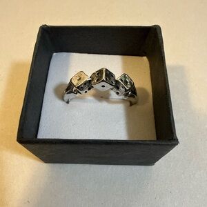 Silver Tone Dice Stack Ring - Women